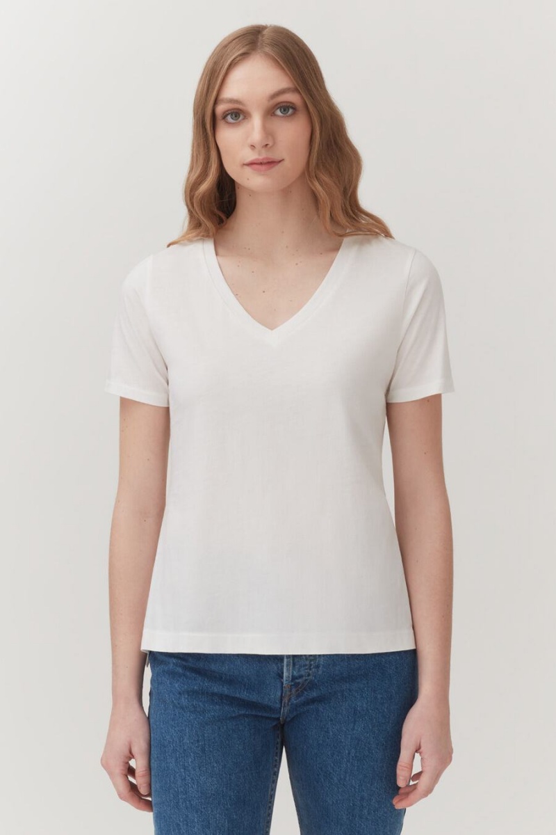 Camiseta Cuyana Pima V-Neck Tee Mujer Blancas | MFM5673SU