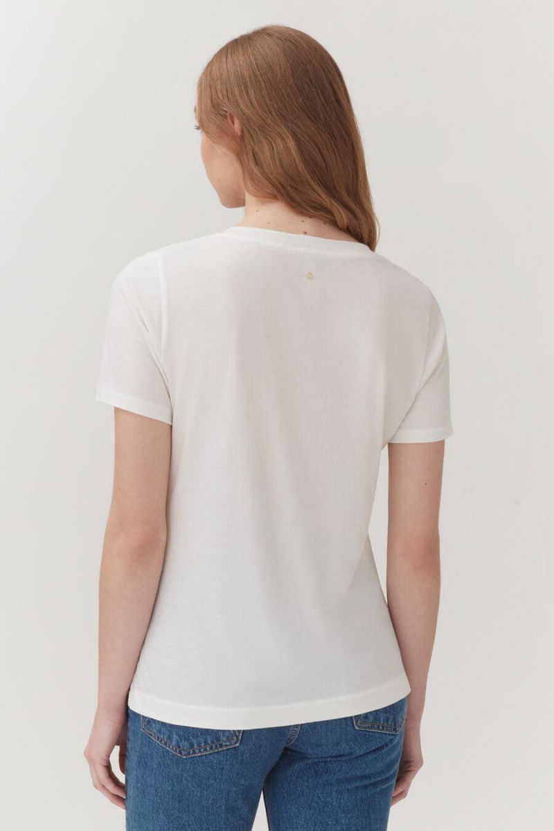 Camiseta Cuyana Pima V-Neck Tee Mujer Blancas | MFM5673SU