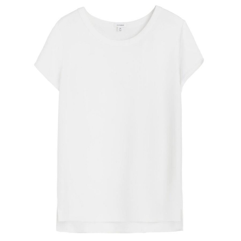 Camiseta Cuyana Silk High-Low Tee Mujer Blancas | UZK4622OV