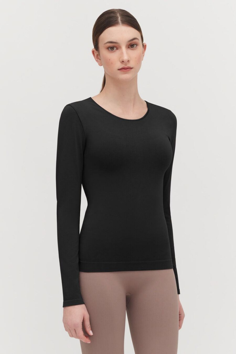 Camiseta Cuyana Stretch Long Sleeve Tee Mujer Negras | GRQ457PC