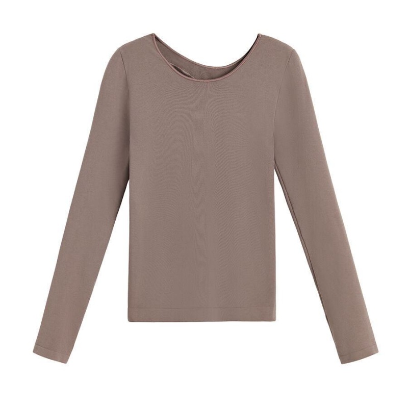 Camiseta Cuyana Stretch Long Sleeve Tee Mujer Marrones Claro | OXO8057TL