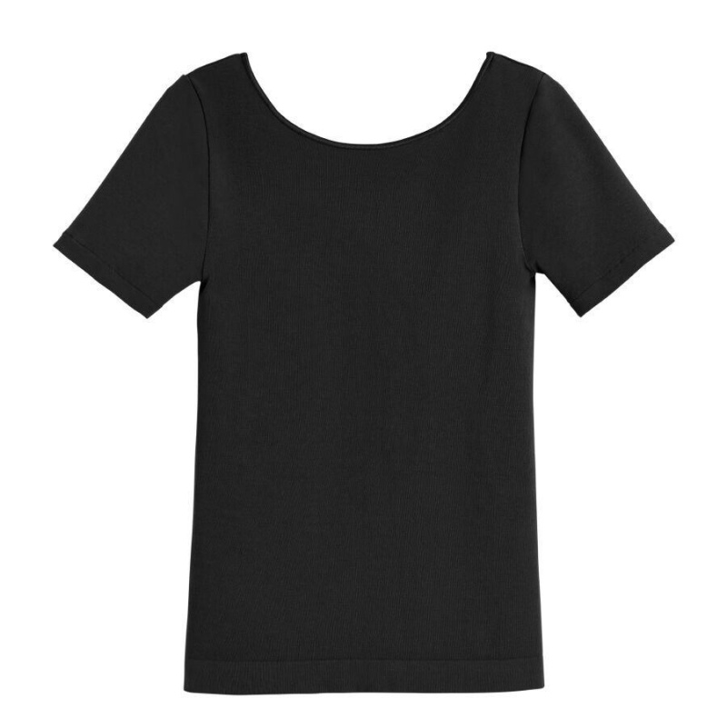 Camiseta Cuyana Stretch Scoop Neck Tee Mujer Negras | SYO190QT