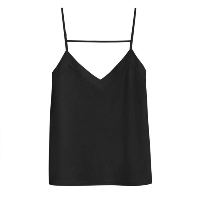 Camiseta Tirantes Cuyana Organic Pima Cami Mujer Negras | KLS976VI