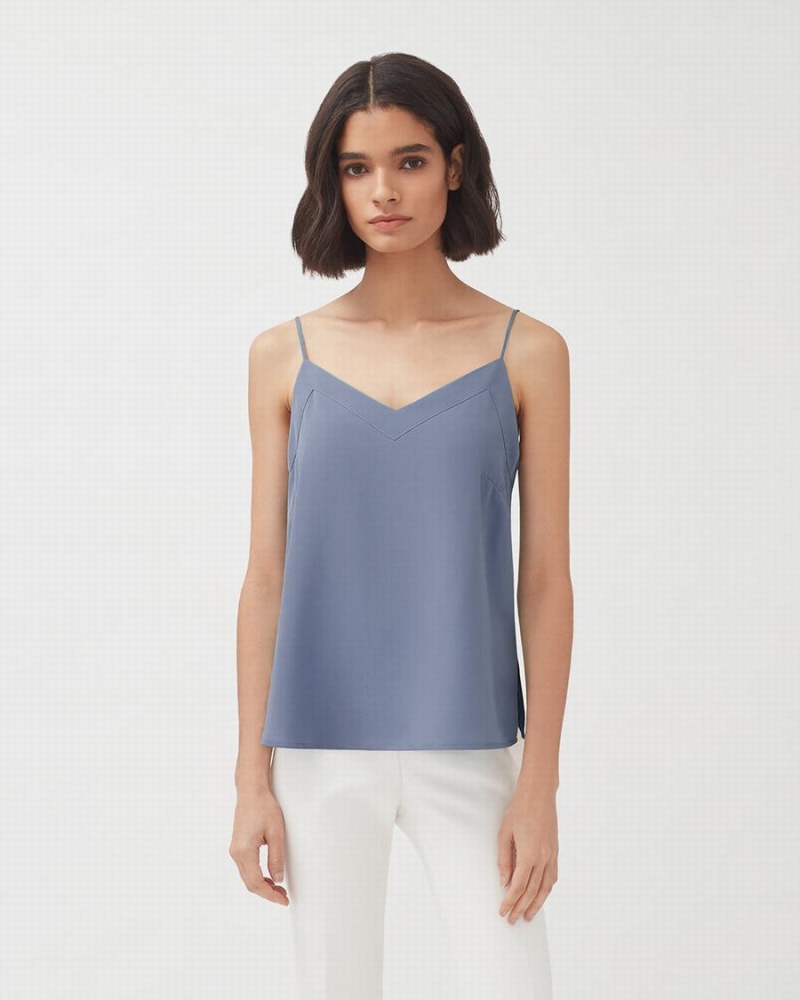 Camiseta Tirantes Cuyana Silk Cami Mujer Azules | ODL2384BS