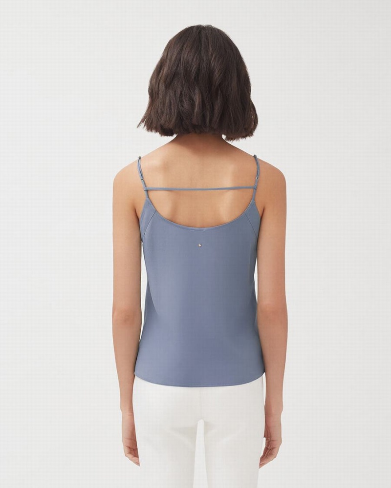 Camiseta Tirantes Cuyana Silk Cami Mujer Azules | ODL2384BS