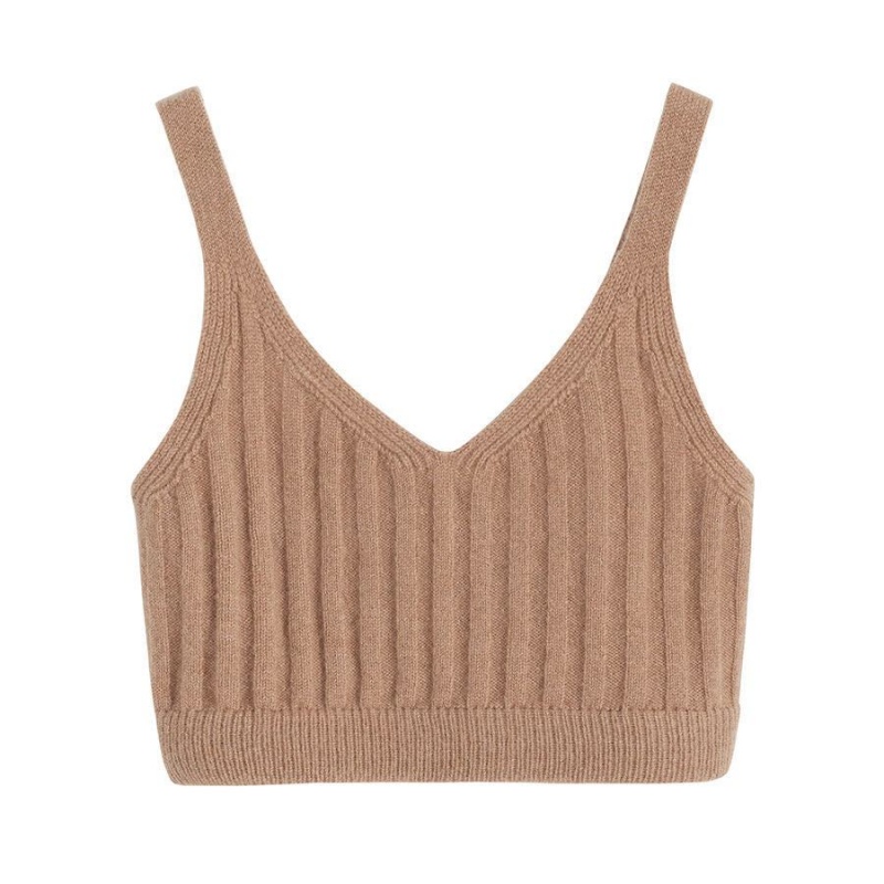 Camiseta Tirantes Cuyana Single-Origin Cashmere Bralette Mujer Marrones | EEM3241UT