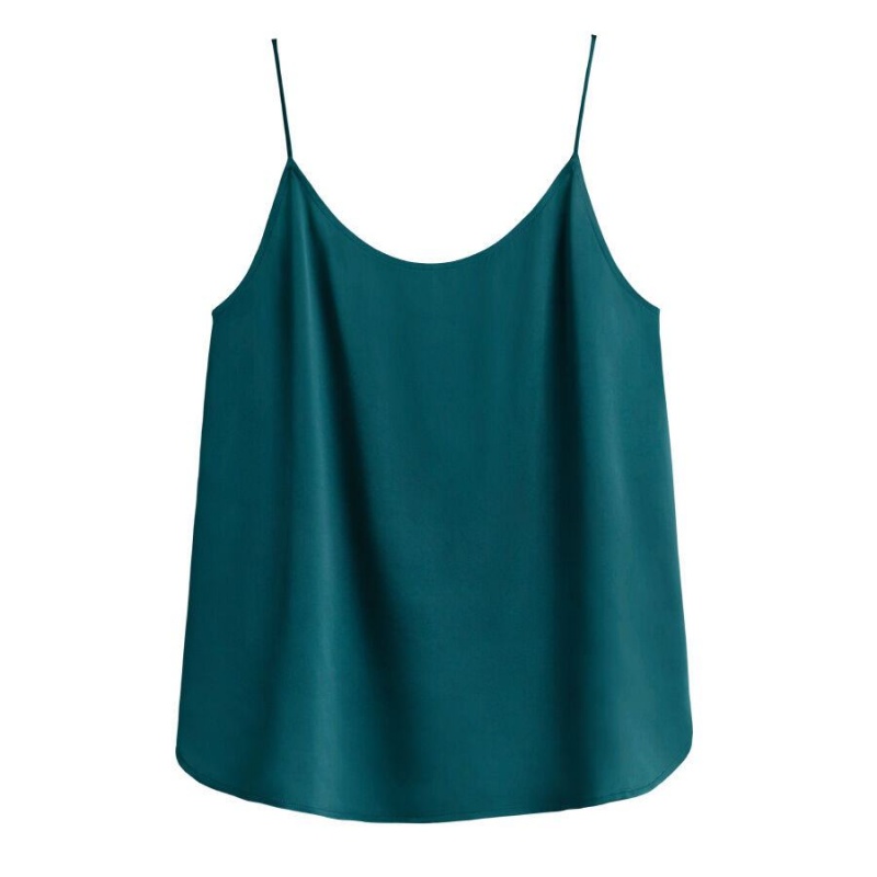 Camiseta Tirantes Cuyana Washable Charmeuse Cross-Back Cami Mujer Azules | IAU8985XL