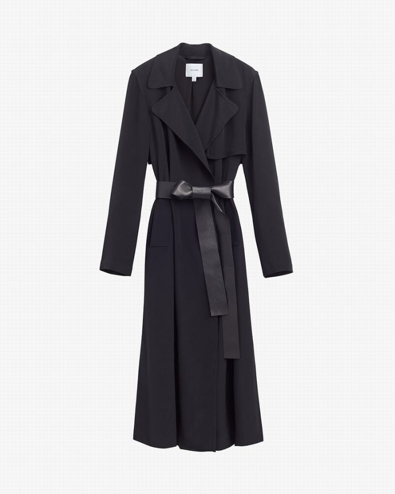 Cortavientos Cuyana Silk Classic Trench Mujer Negras | YZD564SK