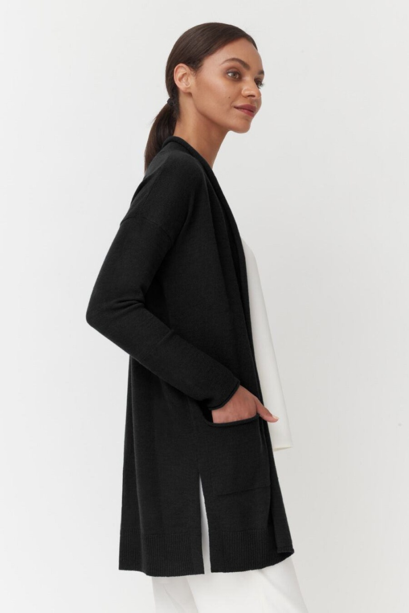 Cárdigan Cuyana Single-Origin Cashmere Long Mujer Negras | RIB2815FY