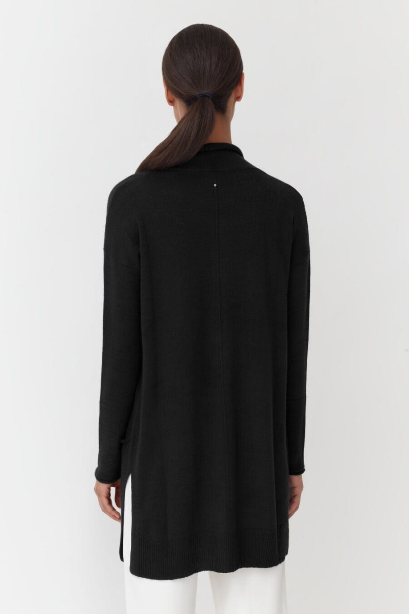 Cárdigan Cuyana Single-Origin Cashmere Long Mujer Negras | RIB2815FY