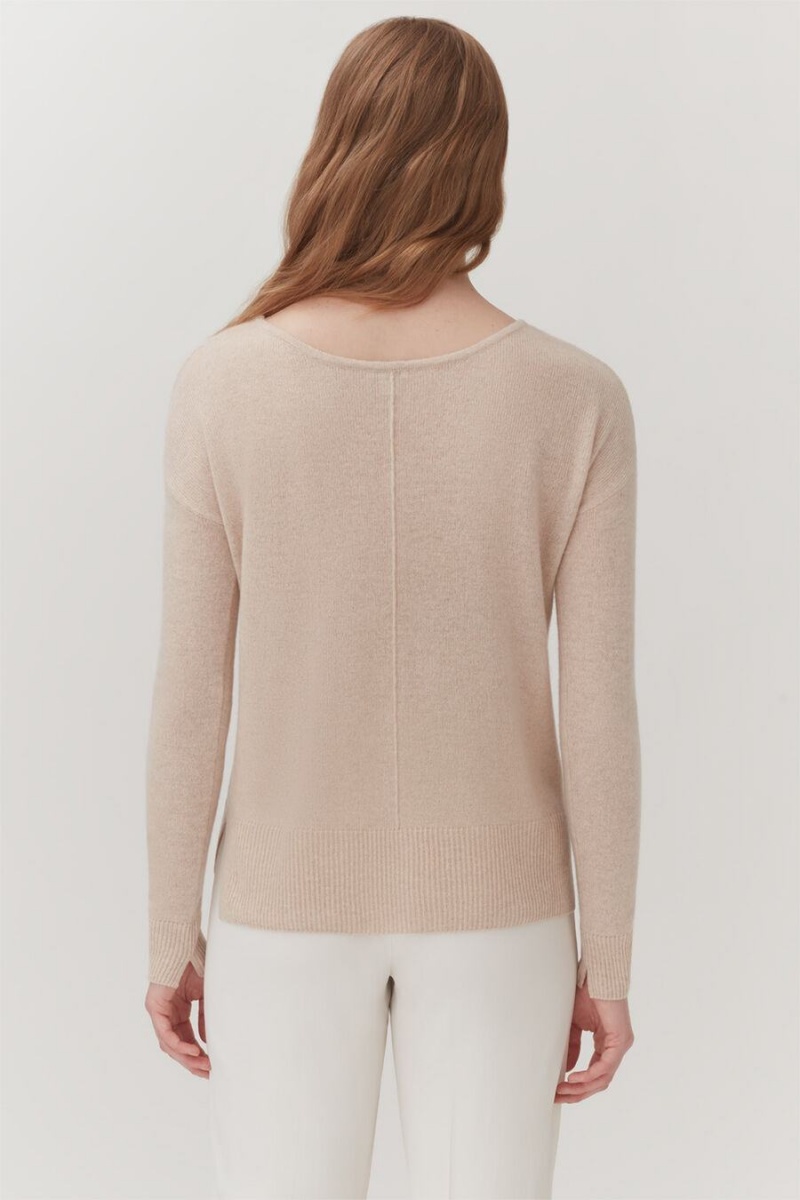 Cárdigan Cuyana Single-Origin Cashmere Mujer Beige | MTI686IZ