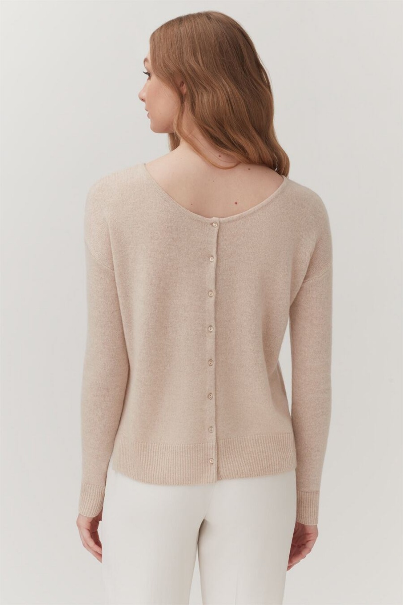 Cárdigan Cuyana Single-Origin Cashmere Mujer Beige | MTI686IZ