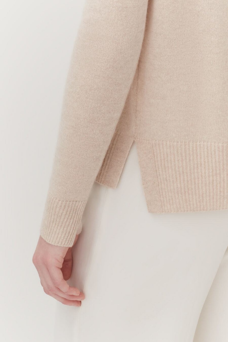 Cárdigan Cuyana Single-Origin Cashmere Mujer Beige | MTI686IZ