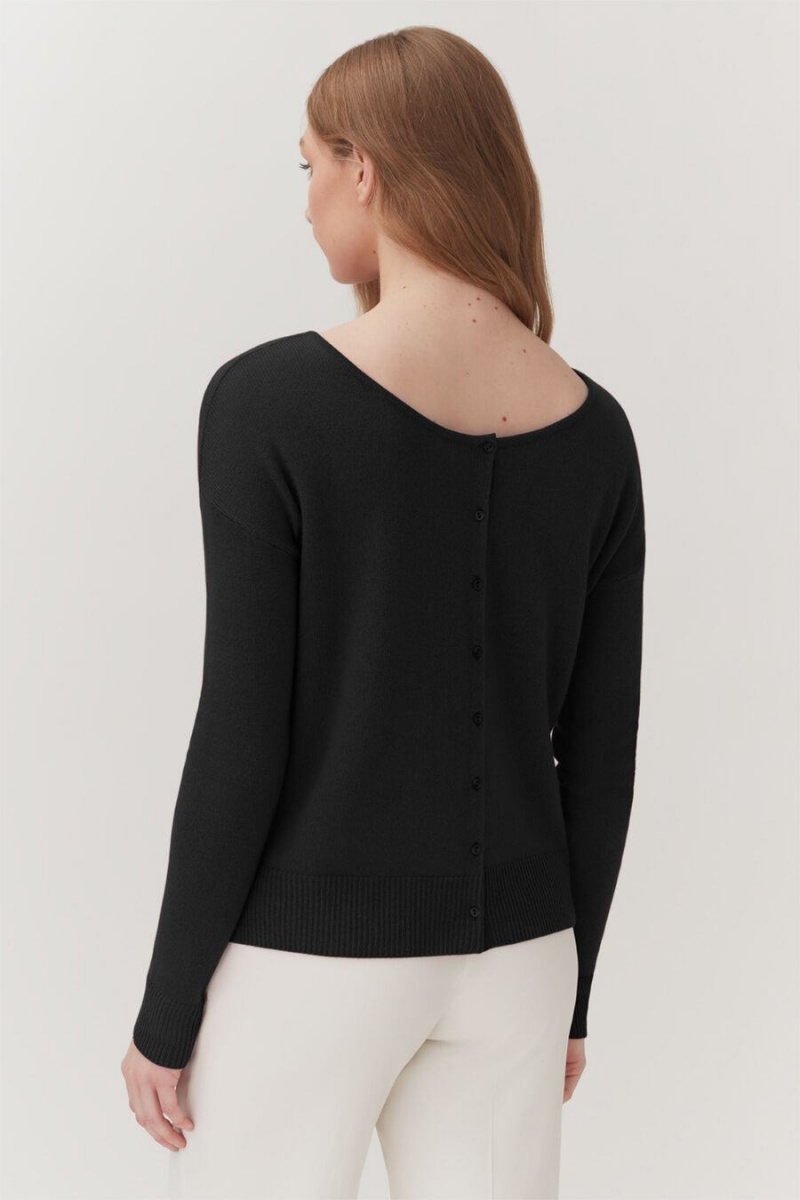 Cárdigan Cuyana Single-Origin Cashmere Mujer Negras | PSQ7025JP