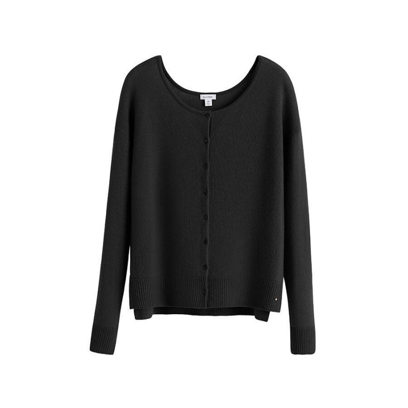 Cárdigan Cuyana Single-Origin Cashmere Mujer Negras | PSQ7025JP