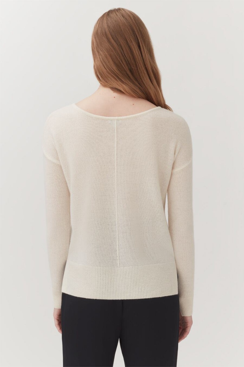 Cárdigan Cuyana Single-Origin Cashmere Mujer Blancas | DUI8912RU