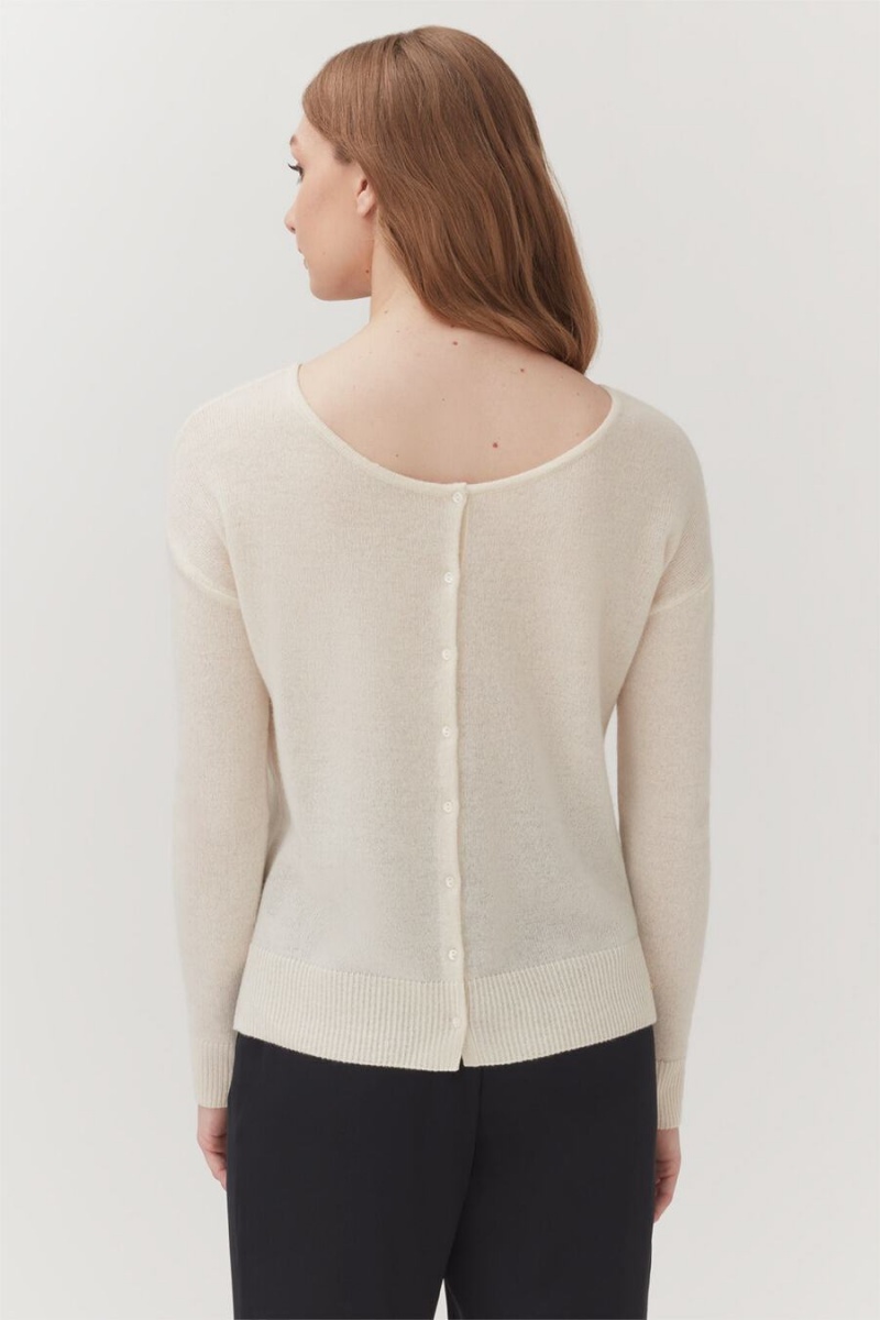 Cárdigan Cuyana Single-Origin Cashmere Mujer Blancas | DUI8912RU