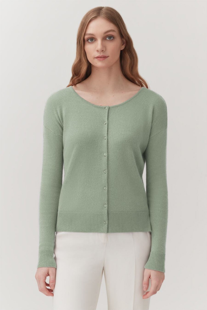 Cárdigan Cuyana Single-Origin Cashmere Mujer Verde | TKP8813SE