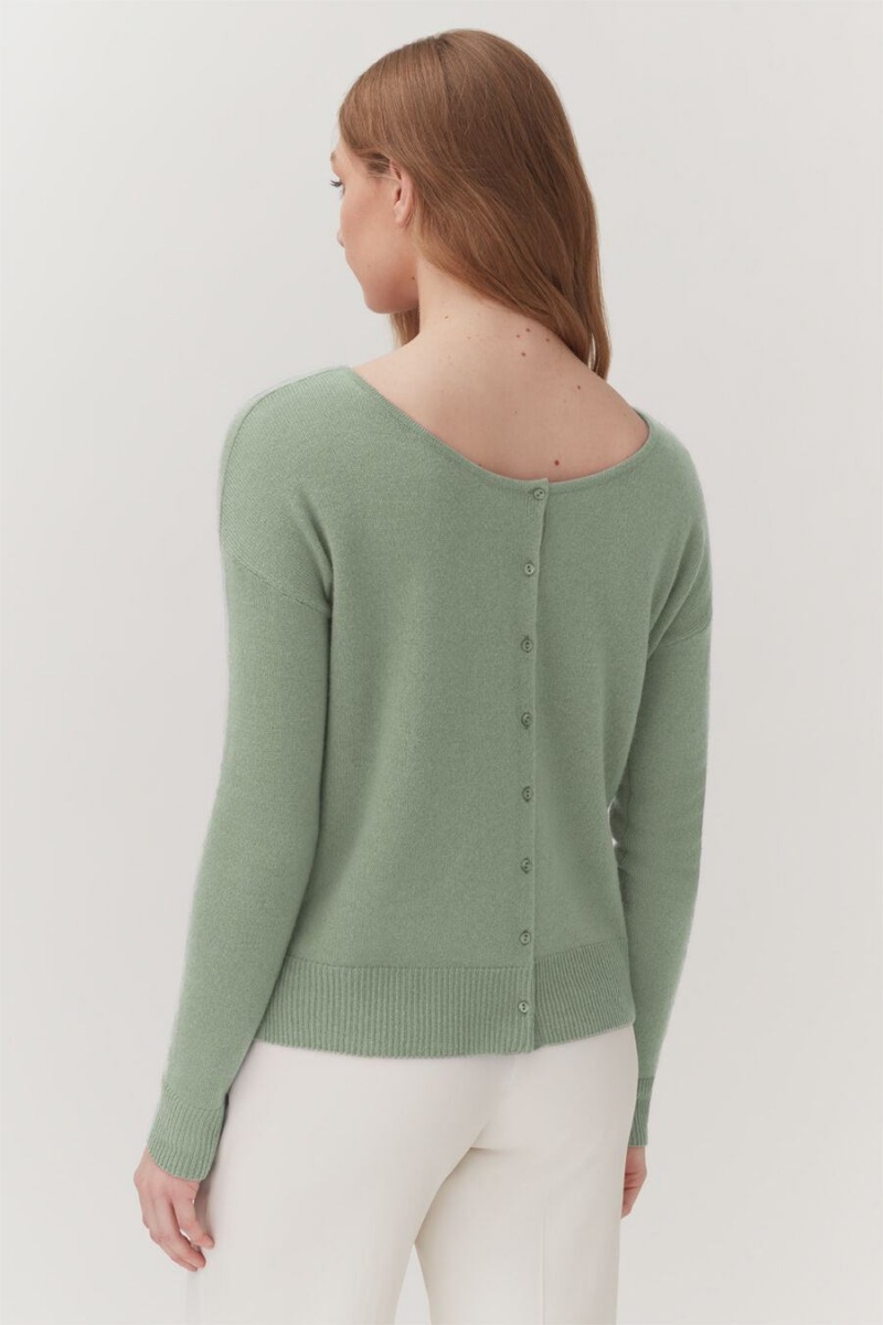 Cárdigan Cuyana Single-Origin Cashmere Mujer Verde | TKP8813SE