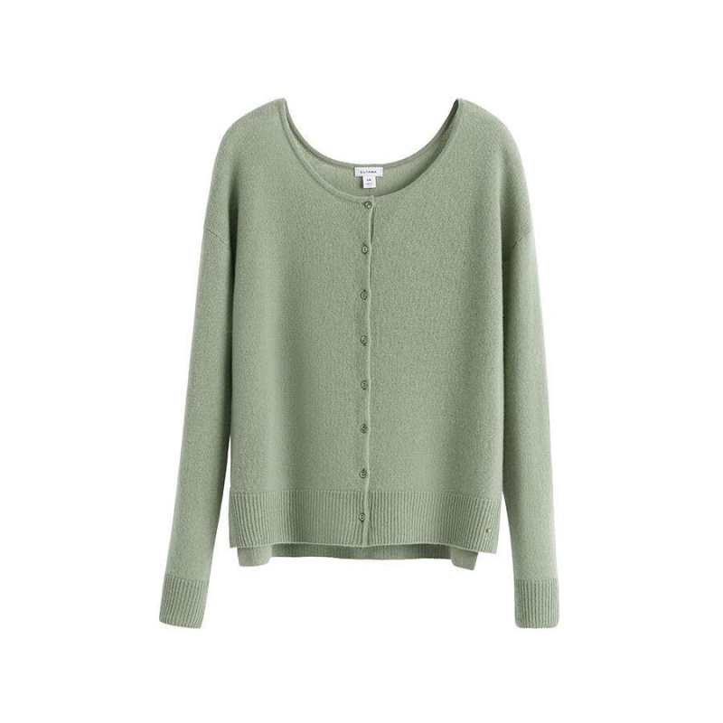 Cárdigan Cuyana Single-Origin Cashmere Mujer Verde | TKP8813SE