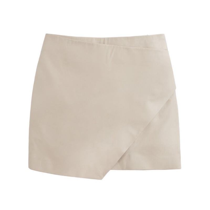 Falda Cuyana Cuero Paneled Mini Mujer Creme Blancas | TNK2664SQ