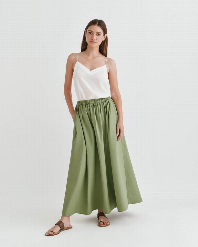 Falda Cuyana Poplin Gathered Mujer Verde | TSH5013LM