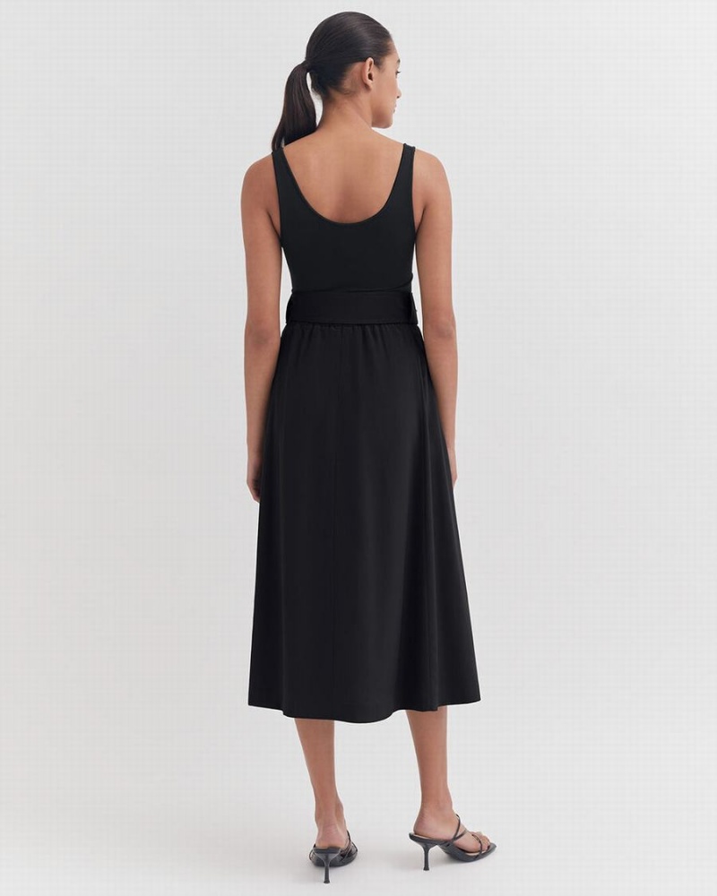 Falda Cuyana Silk Belted Midi Mujer Negras | NKL594KE