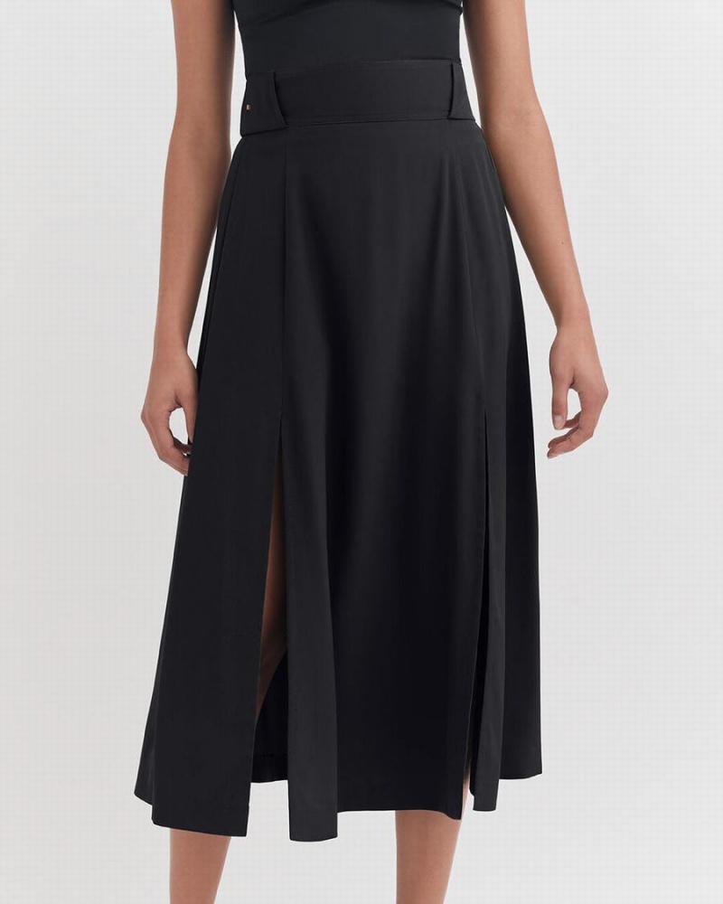 Falda Cuyana Silk Belted Midi Mujer Negras | NKL594KE