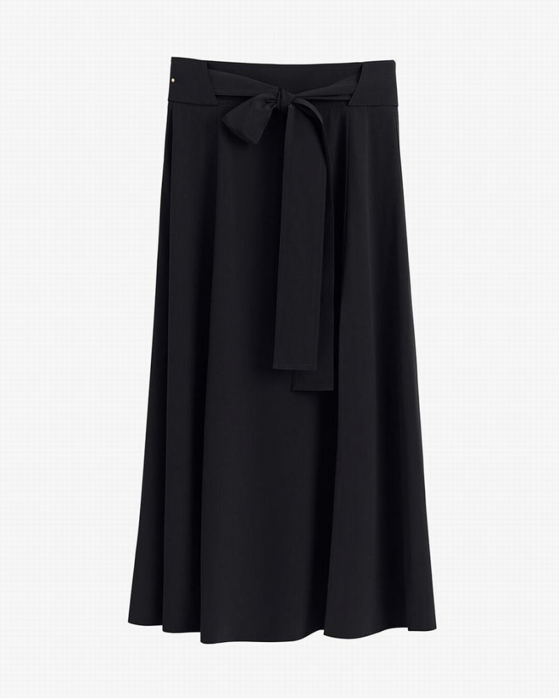 Falda Cuyana Silk Belted Midi Mujer Negras | NKL594KE