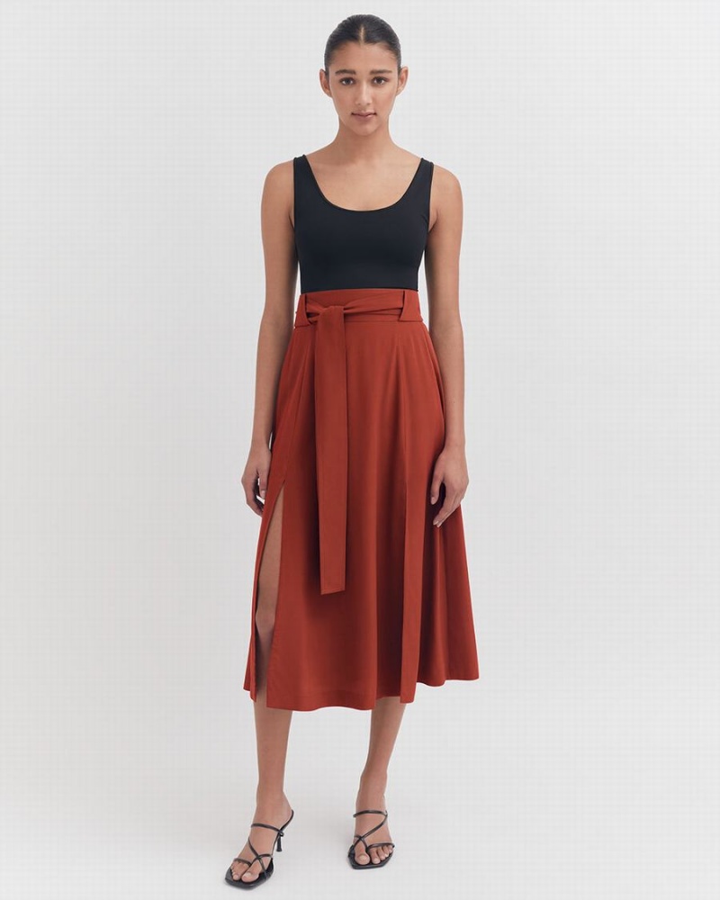 Falda Cuyana Silk Belted Midi Mujer Rojas | MXR5647OC