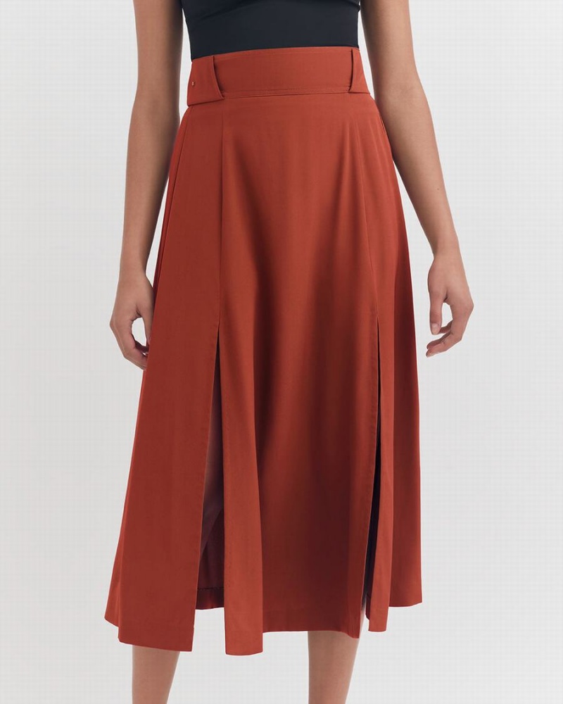 Falda Cuyana Silk Belted Midi Mujer Rojas | MXR5647OC