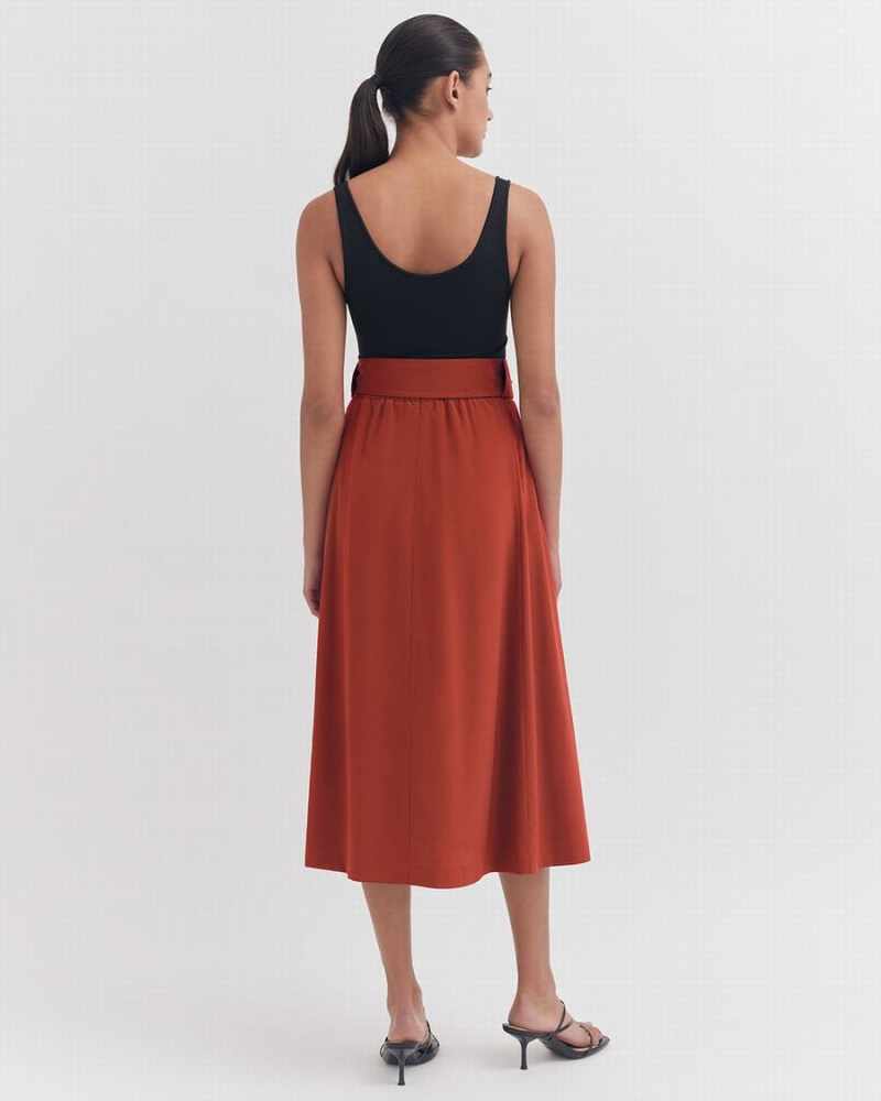 Falda Cuyana Silk Belted Midi Mujer Rojas | MXR5647OC