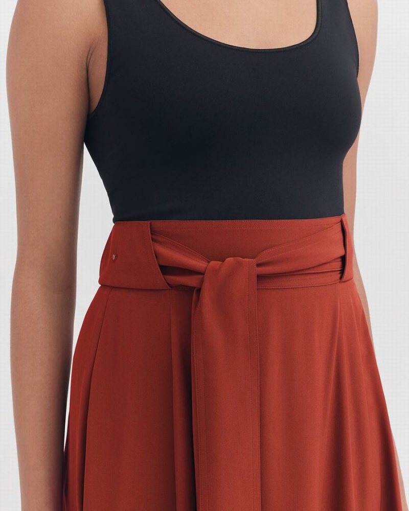 Falda Cuyana Silk Belted Midi Mujer Rojas | MXR5647OC