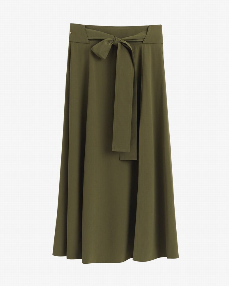 Falda Cuyana Silk Belted Midi Mujer Verde Oscuro | UWA1010HK