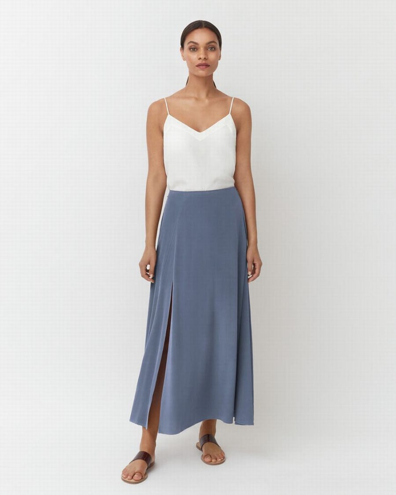 Falda Cuyana Washable Silk Maxi Mujer Azules | KMU8869ZN