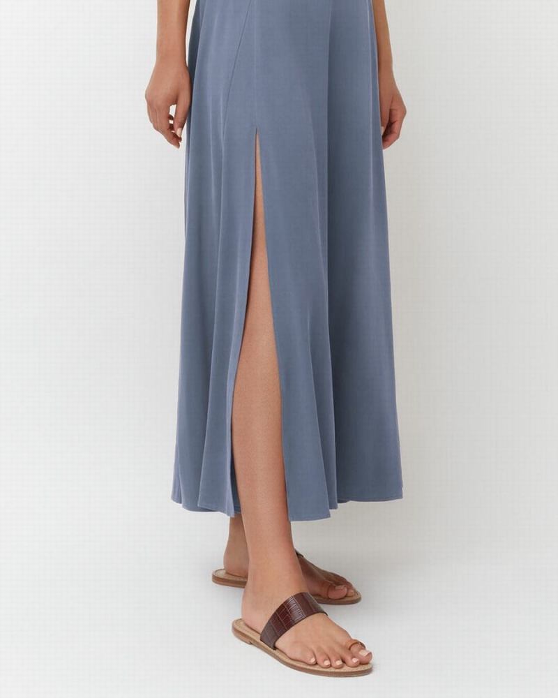 Falda Cuyana Washable Silk Maxi Mujer Azules | KMU8869ZN