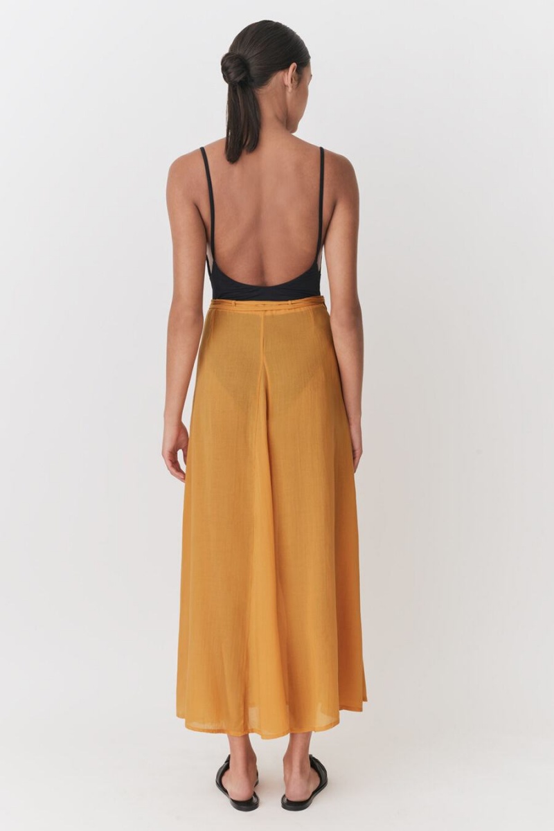 Falda Cuyana Wrap Maxi Cover Up Mujer Amarillo | XNK6449PM