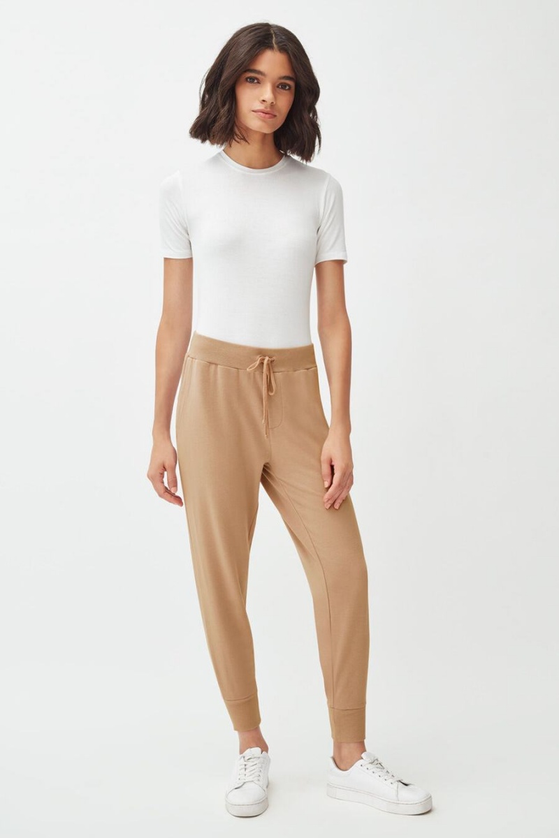 Pantalon Cuyana French Terry Tapered Lounge Mujer Marrones | JLN382FF