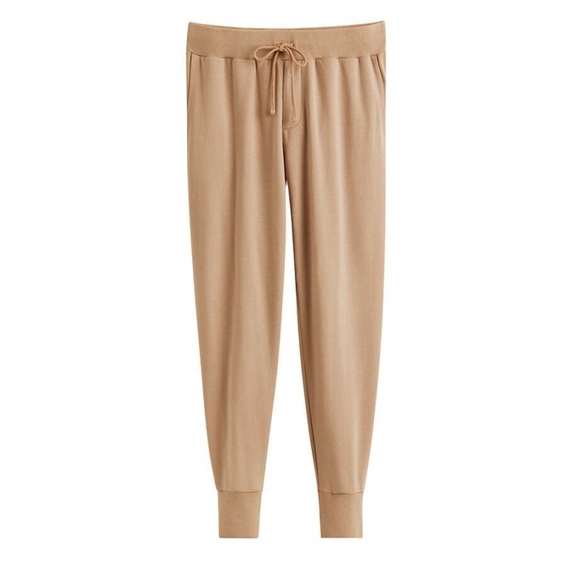 Pantalon Cuyana French Terry Tapered Lounge Mujer Marrones | JLN382FF