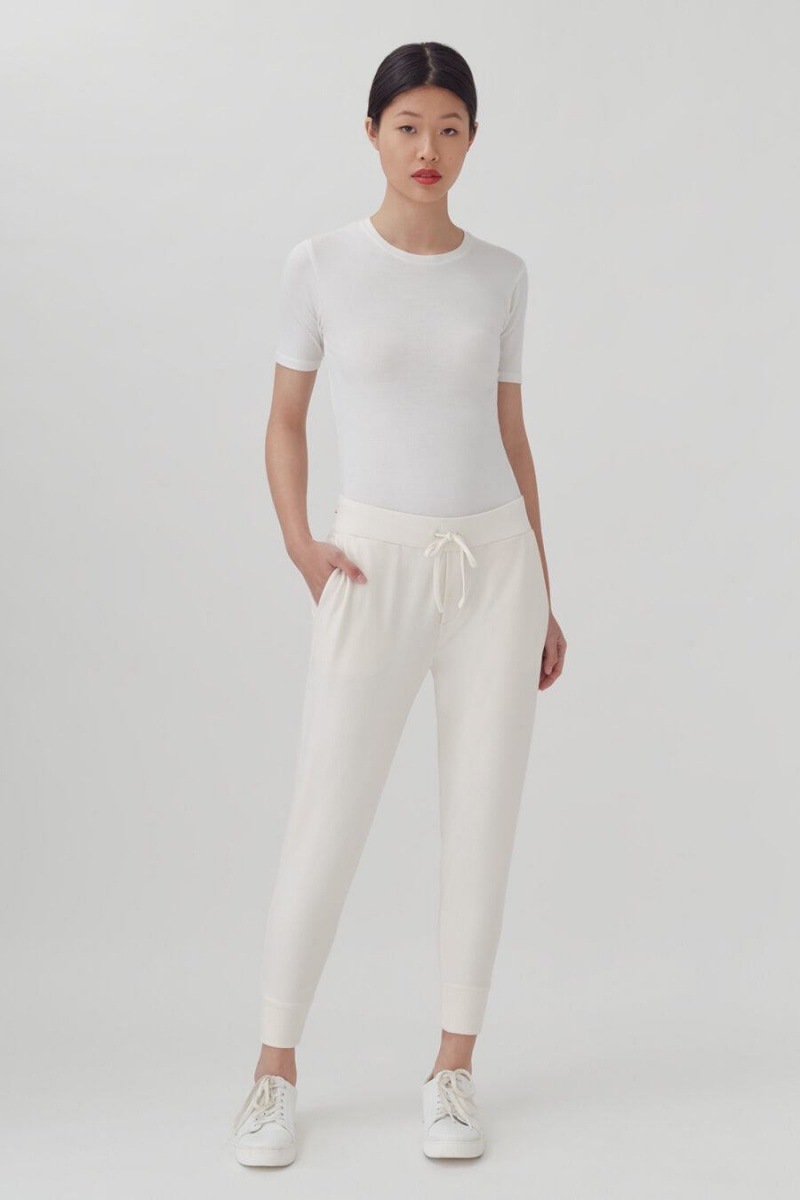 Pantalon Cuyana French Terry Tapered Lounge Mujer Blancas | YHR1261XU