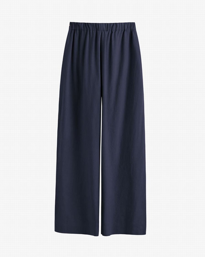 Pantalon Cuyana Linen Wide Leg Mujer Azul Marino | KSO5966FF