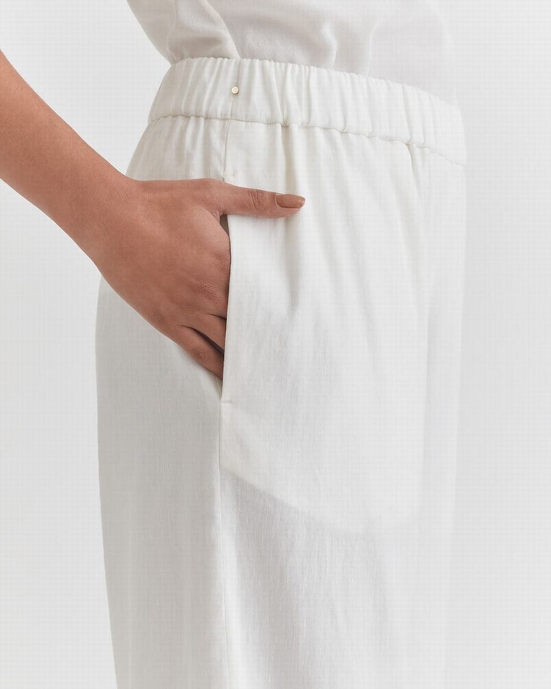 Pantalon Cuyana Linen Wide Leg Mujer Blancas | JIZ5443FI