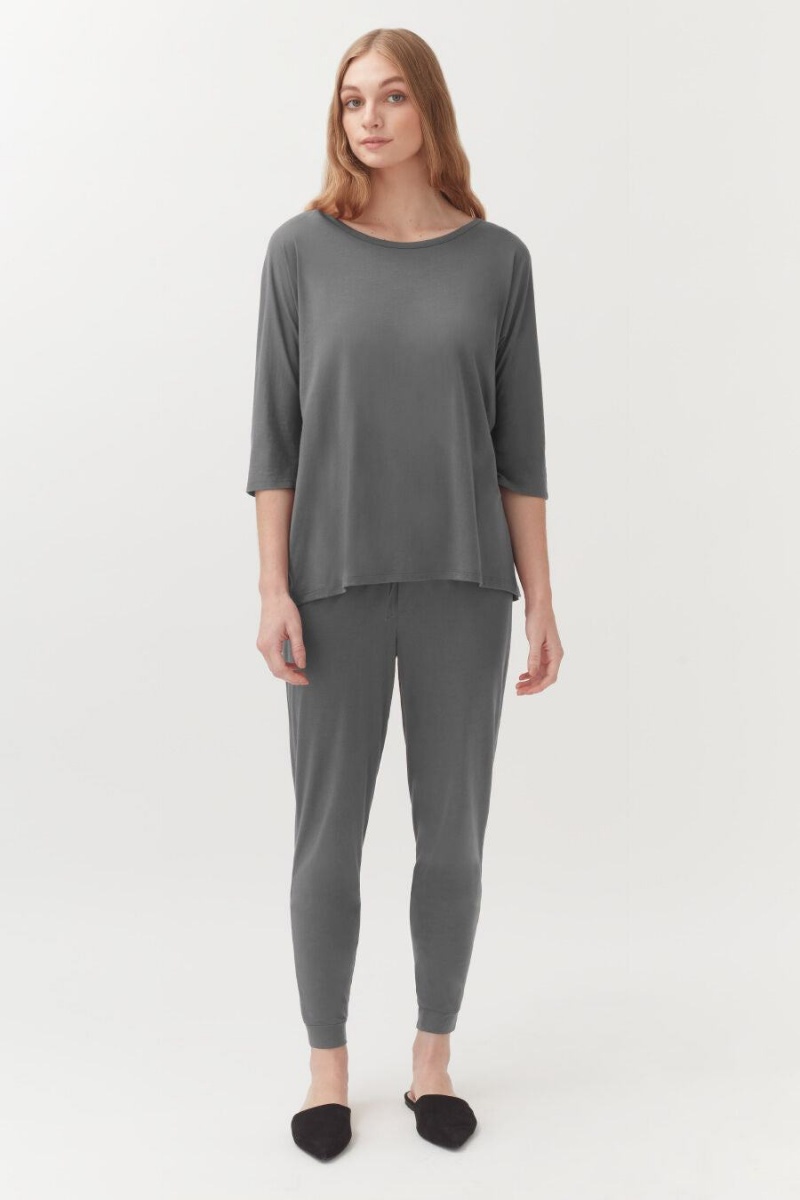 Pantalon Cuyana Organic Pima Tapered Mujer Gris | CBG2954UB