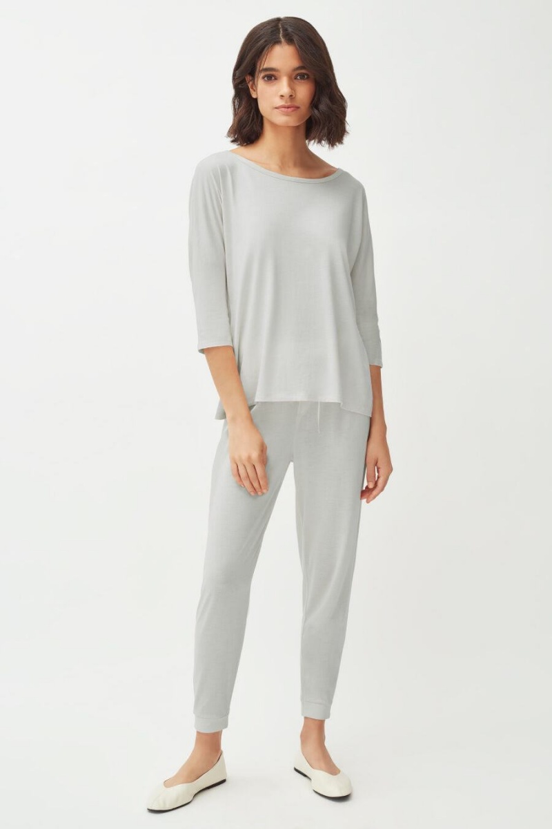 Pantalon Cuyana Organic Pima Tapered Mujer Gris | TNT3359UW