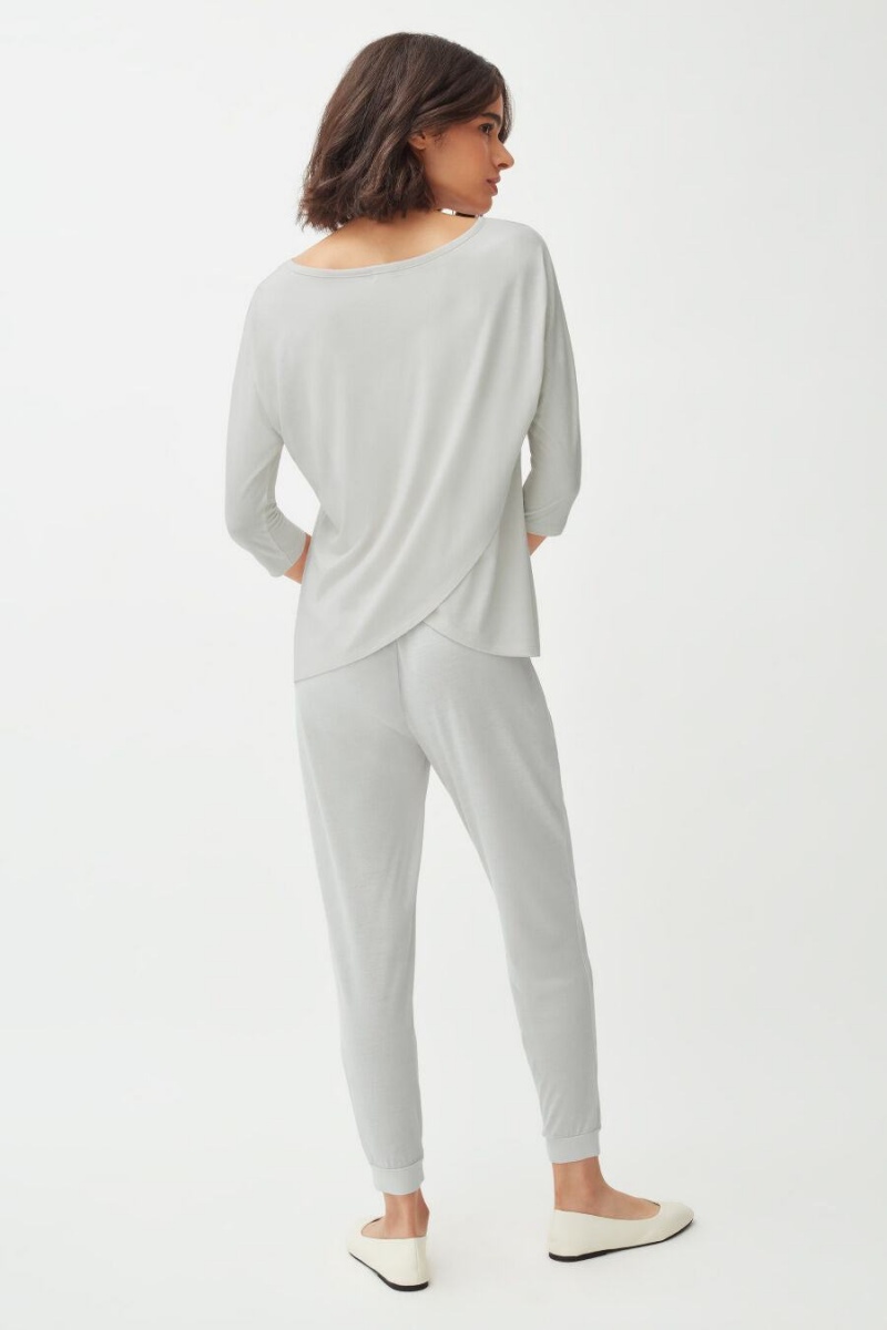 Pantalon Cuyana Organic Pima Tapered Mujer Gris | TNT3359UW