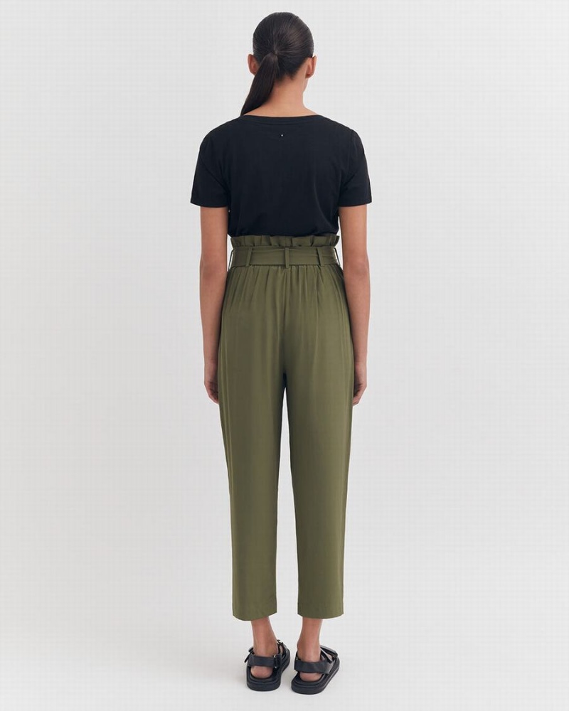 Pantalon Cuyana Silk Paperbag Mujer Verde Oscuro | GAZ1558XC