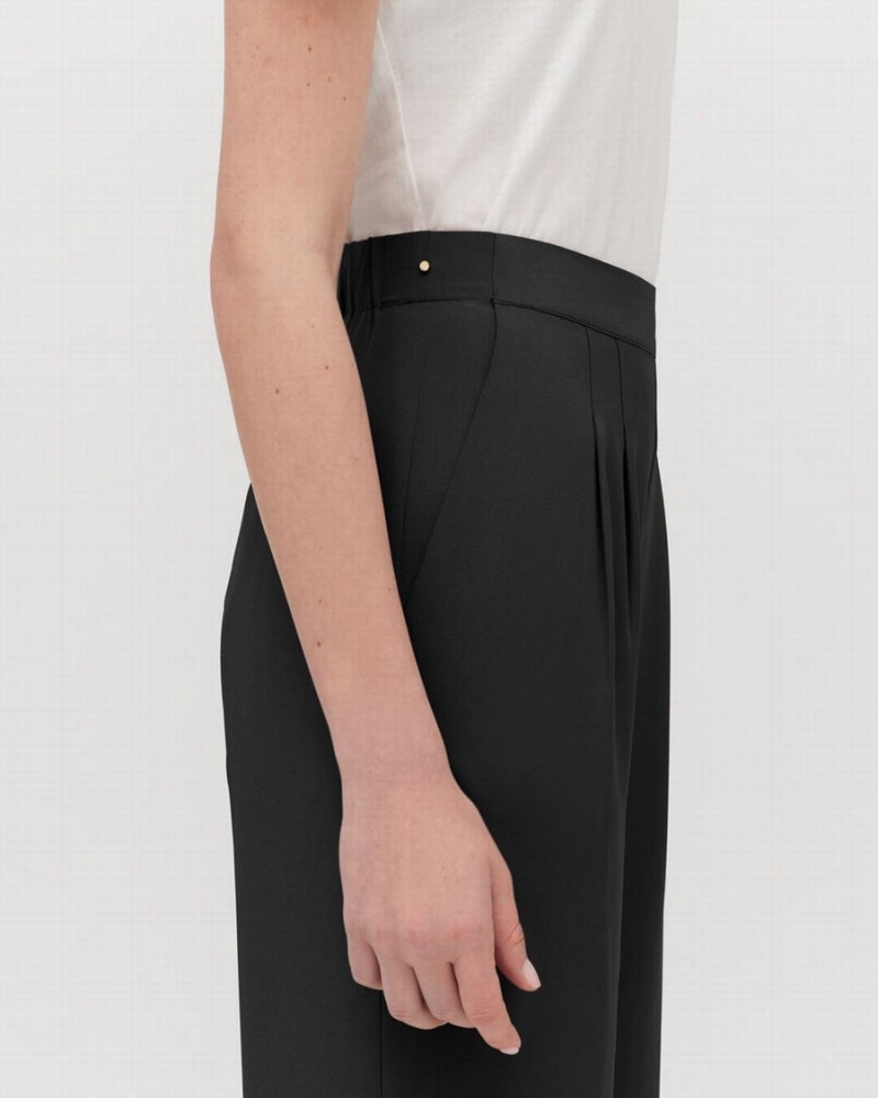 Pantalon Cuyana Silk Wide-Leg Mujer Negras | NSJ484LN