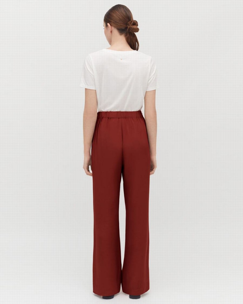 Pantalon Cuyana Silk Wide-Leg Mujer Rojas Oscuro | XUT9821VO