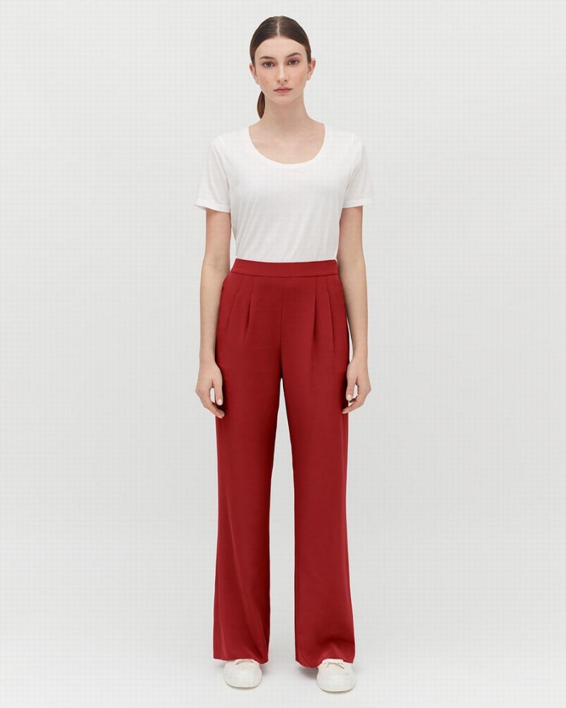 Pantalon Cuyana Silk Wide-Leg Mujer Rojas | HKE8441QU