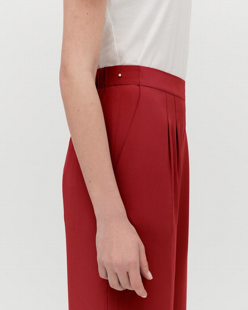 Pantalon Cuyana Silk Wide-Leg Mujer Rojas | HKE8441QU